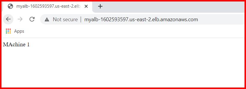 Picture showing the output of application load balancer in aws